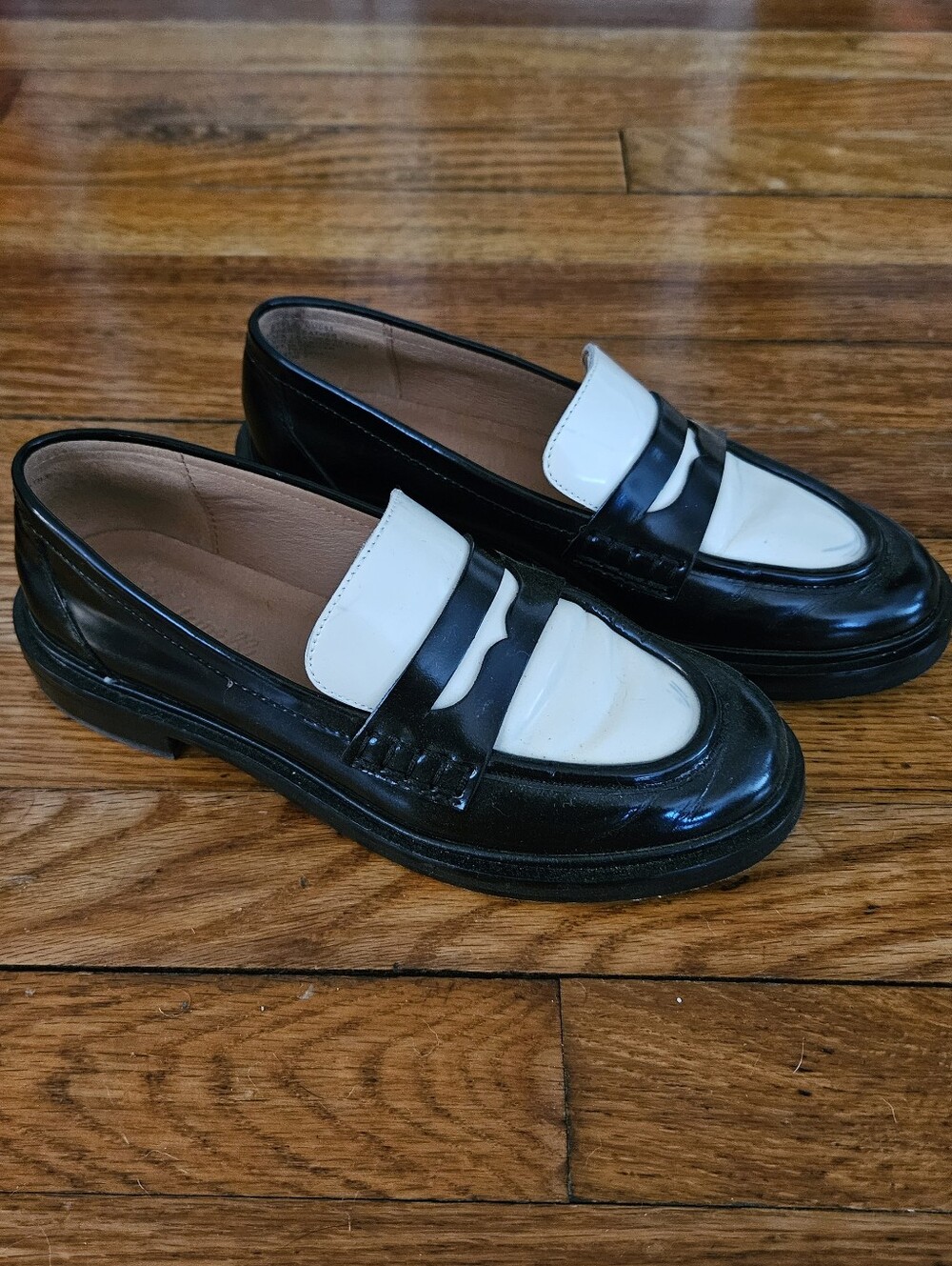 Black and White Penny Loafers